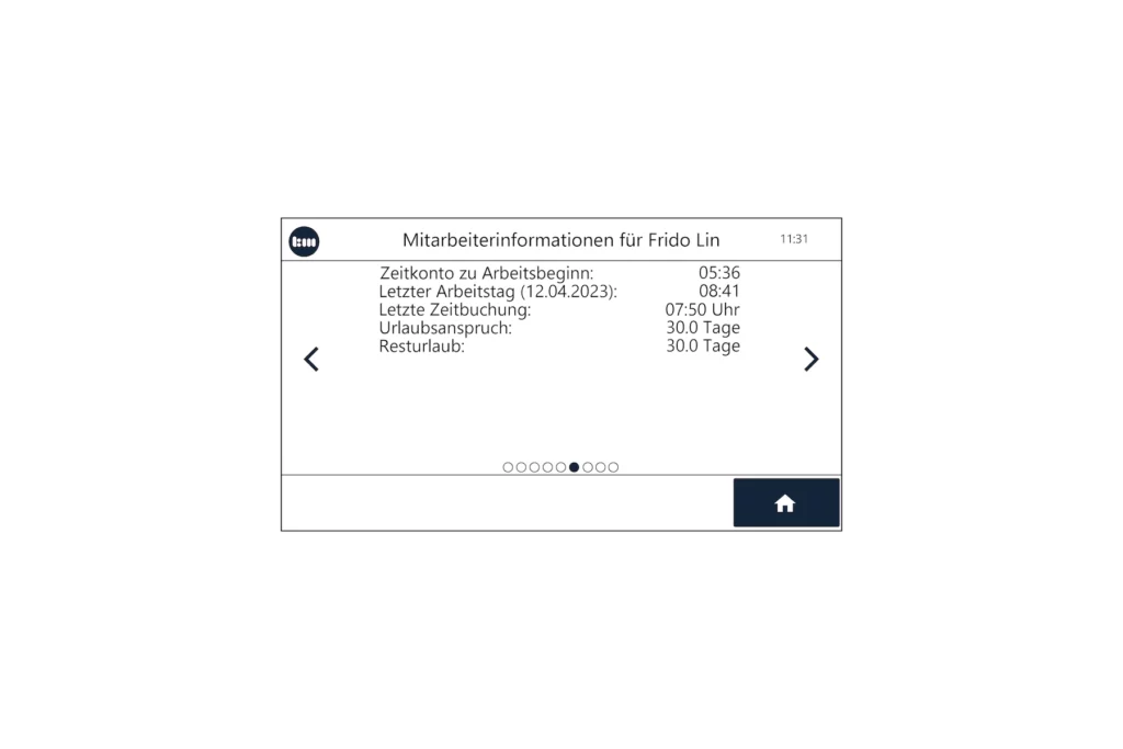 Abfrage der Mitarbeiterinformationen am Terminal plus7