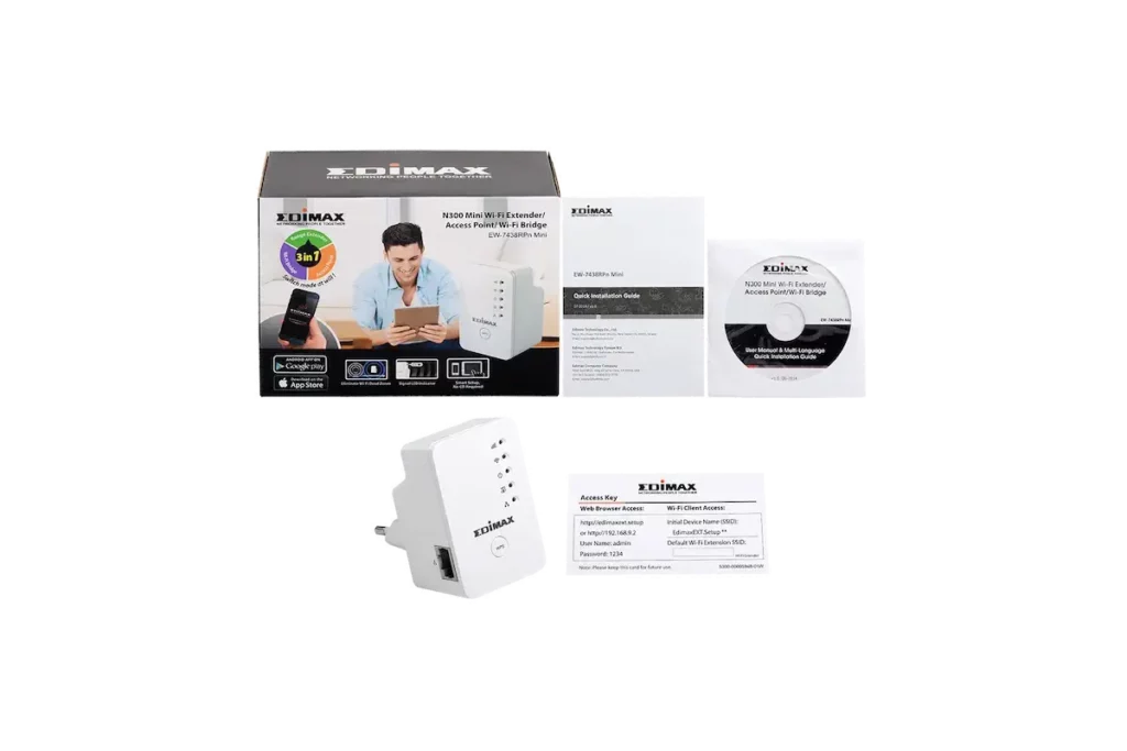 Lieferumfang vom Edimax WLAN-Repeater