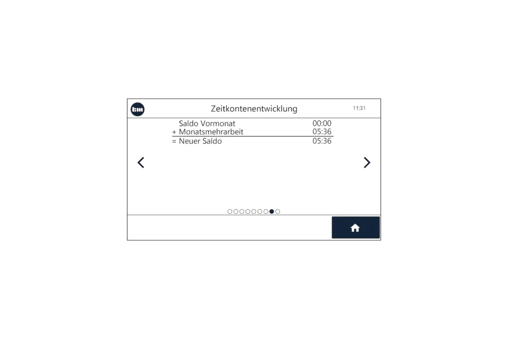 Abfrage der Zeitkontenentwicklung am Terminal plus7