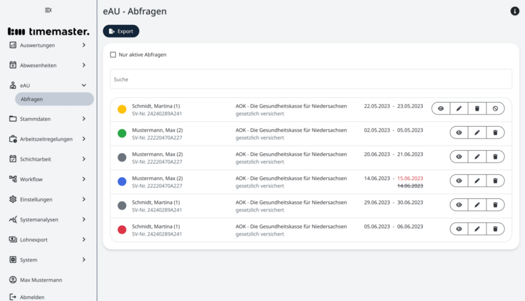 Übersicht der eAU-Abfragen