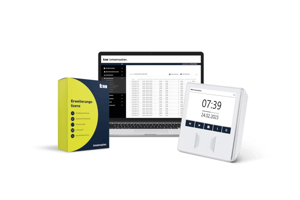 Starterset zur Zeiterfassung mit Terminal plus7 in weiß