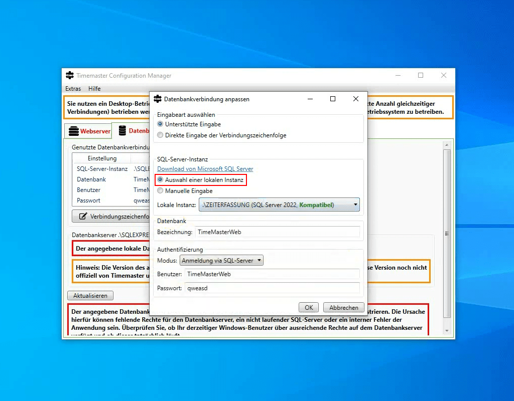 Anpassen der Verbindungszeichenfolge