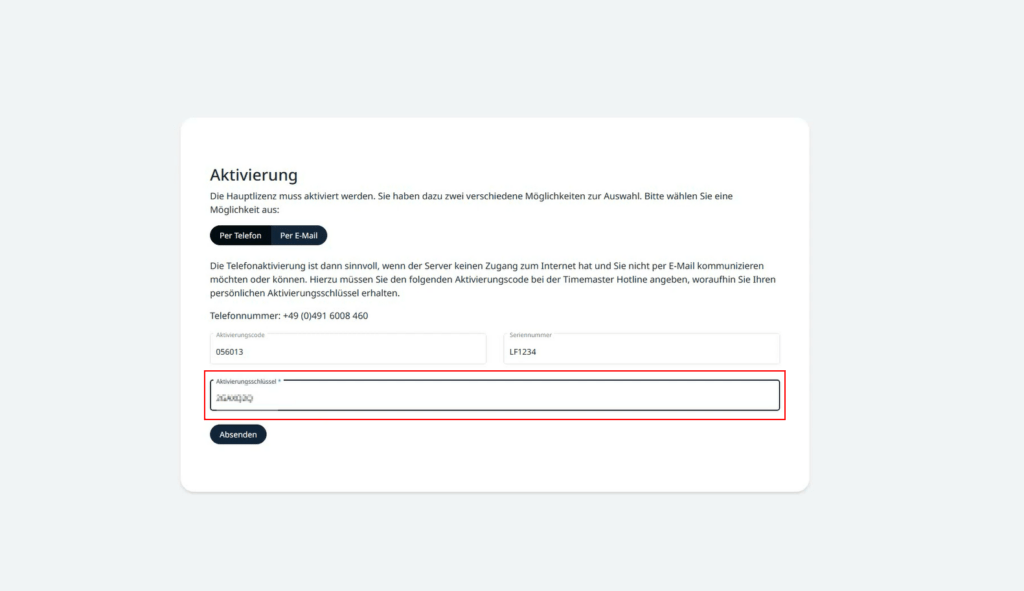 Aktivierung der Software