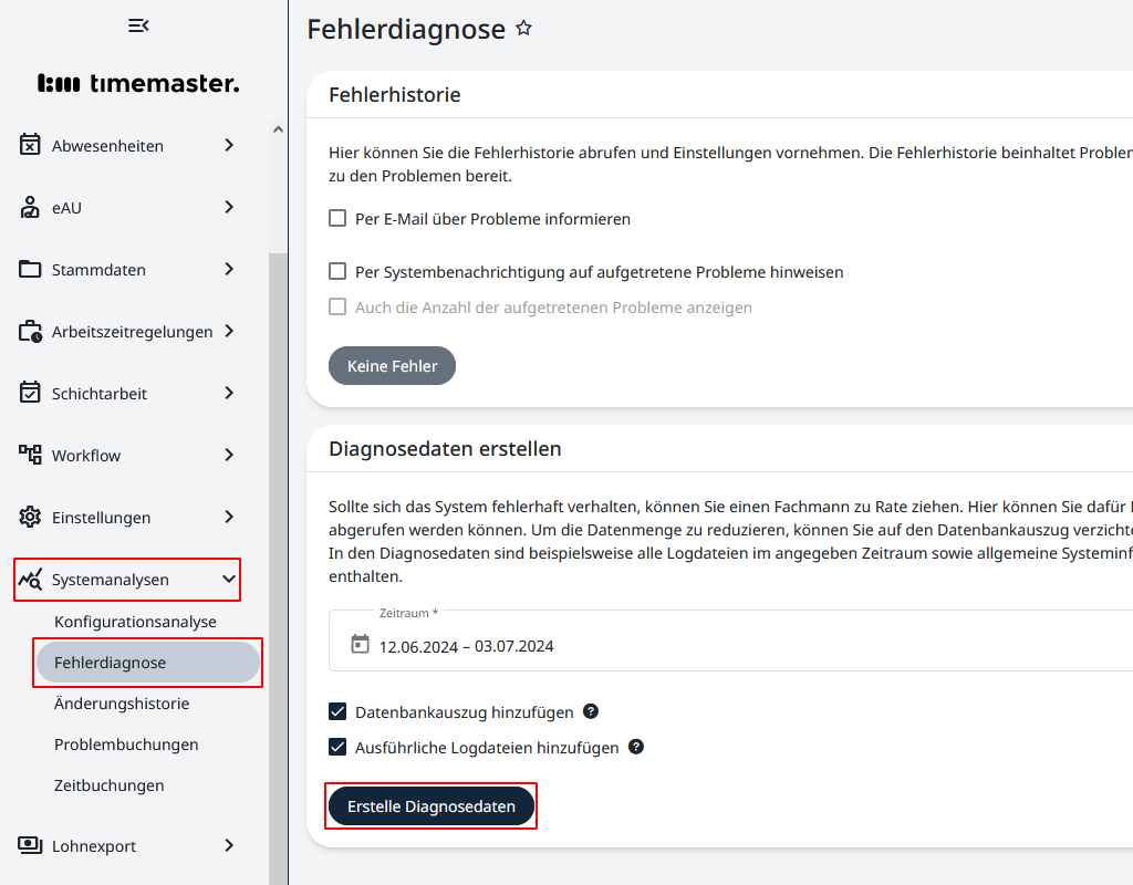 Ausführen einer Fehlerdiagnose