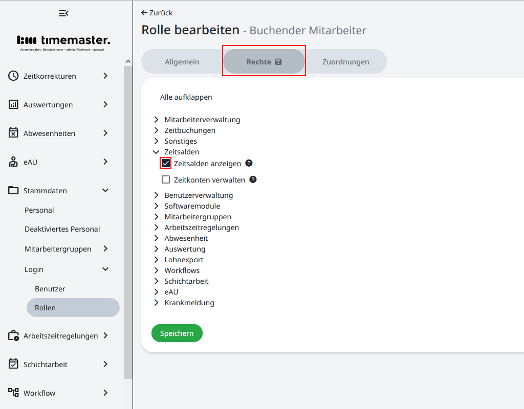 Anpassen der Berechtigungen