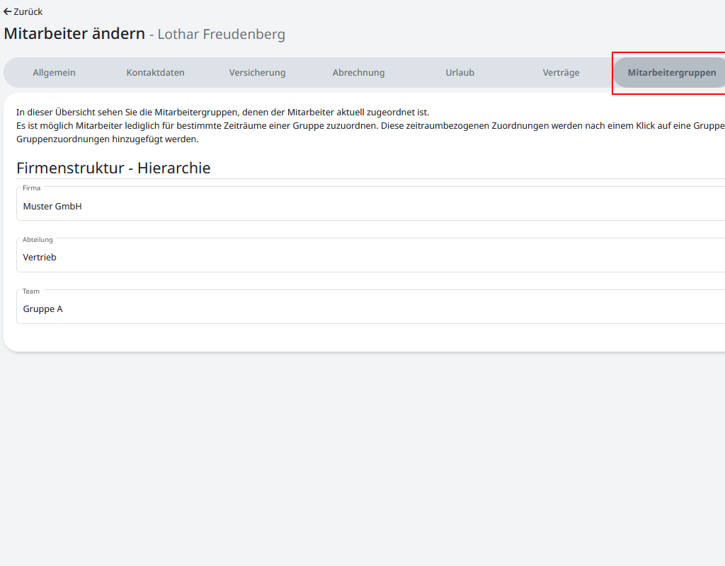 Zuweisung einer Gruppe