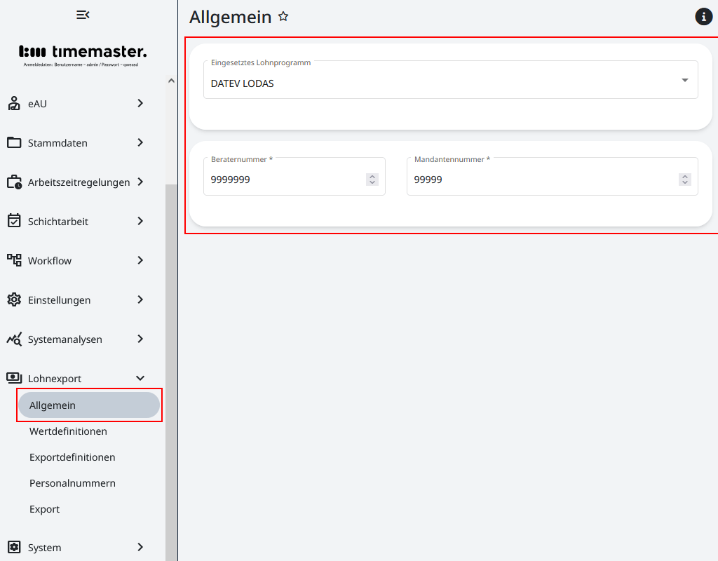 Auswahl des Lohnexportprogramms