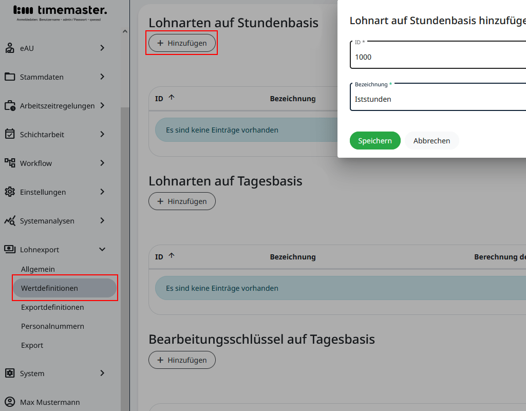 Erzeugen einer Lohnart
