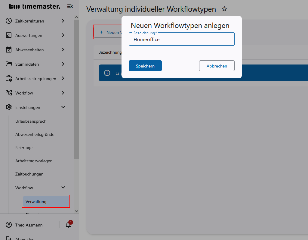 Anlegen eines inidividuellen Workflows