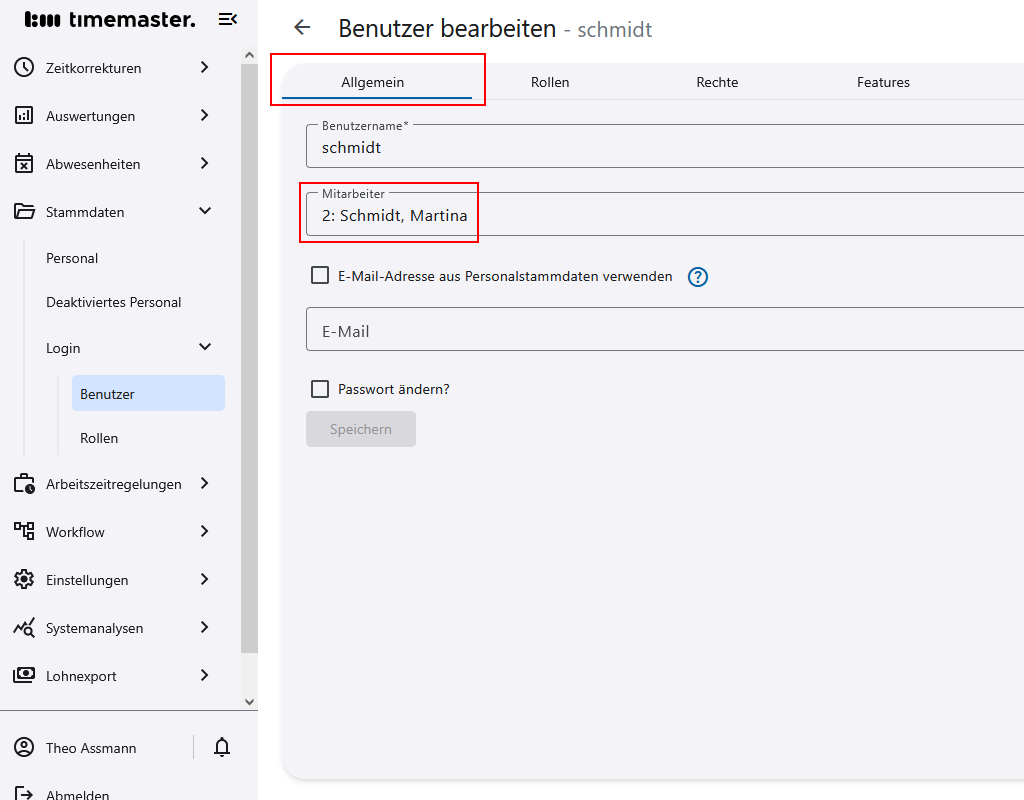 Zuweisung eines Mitarbeiters