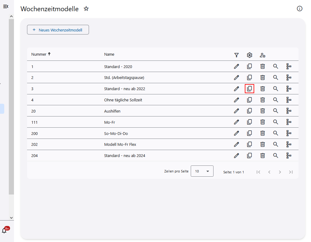 Kopieren eines Wochenzeitmodells