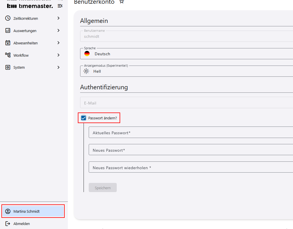 Abändern des Login-Passworts