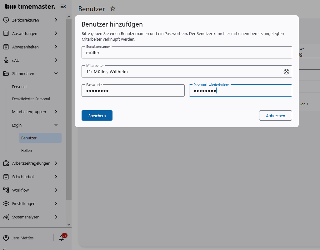 Anlegen eines Logins