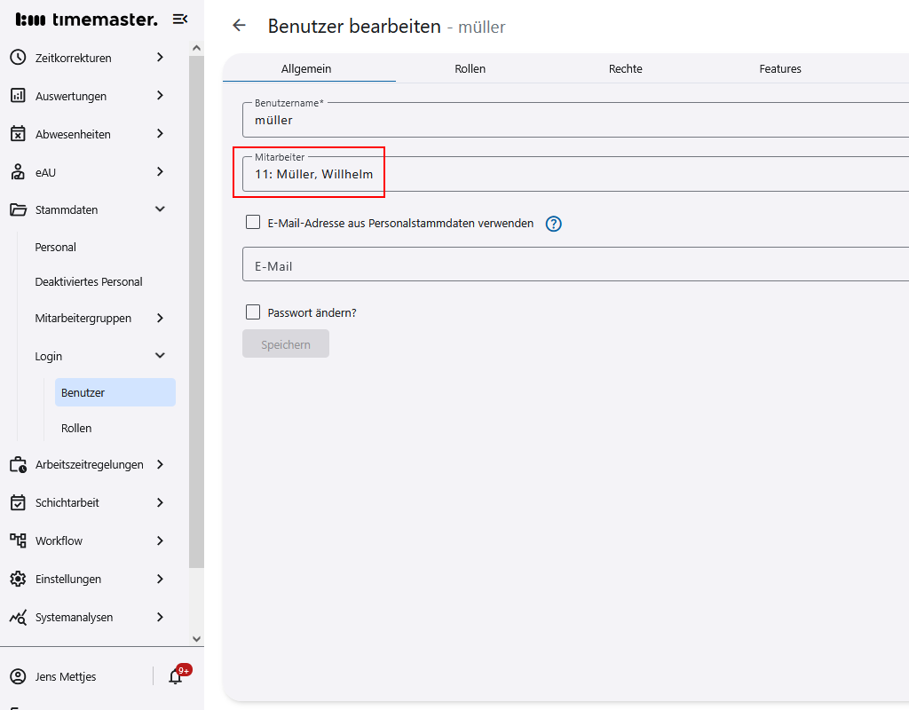 Zuweisung eines Mitarbeiters