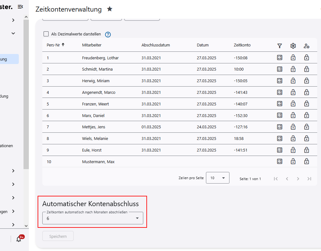 Konfiguration der Zeitkontenverriegelung