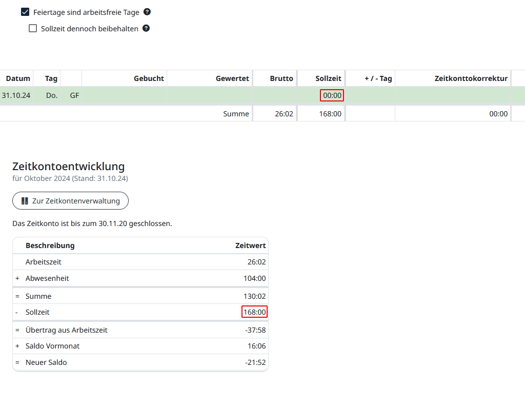 Feiertage als arbeitsfreie Tage