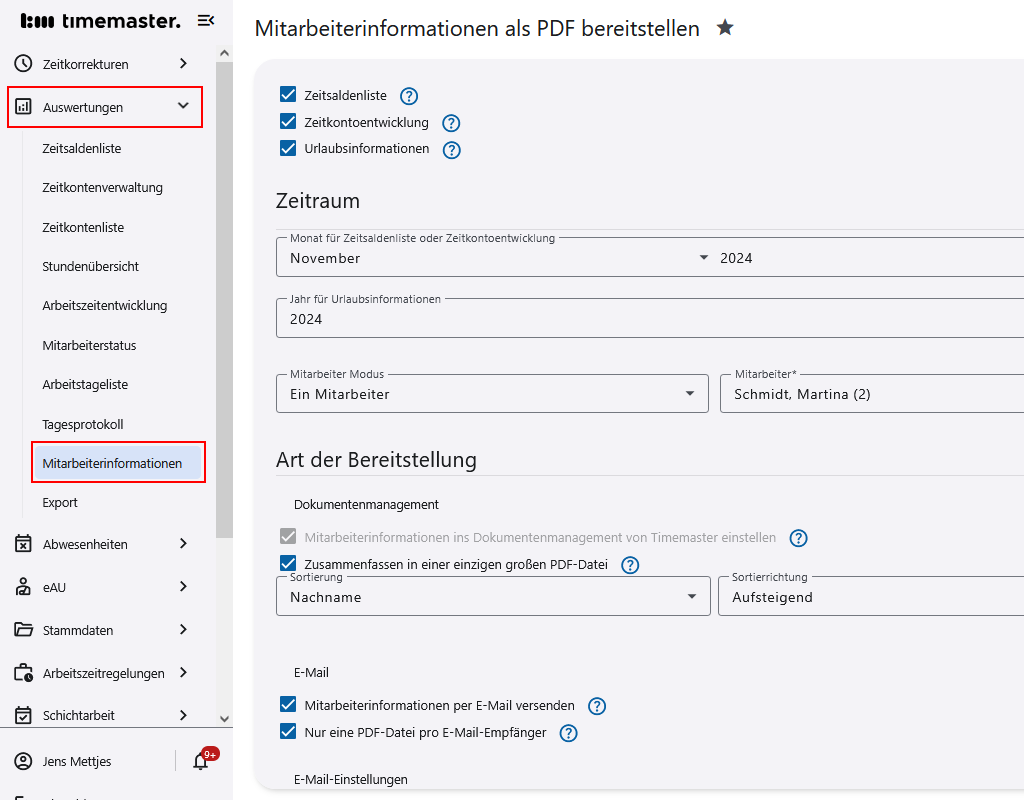 Einsicht in die Mitarbeiterübersicht