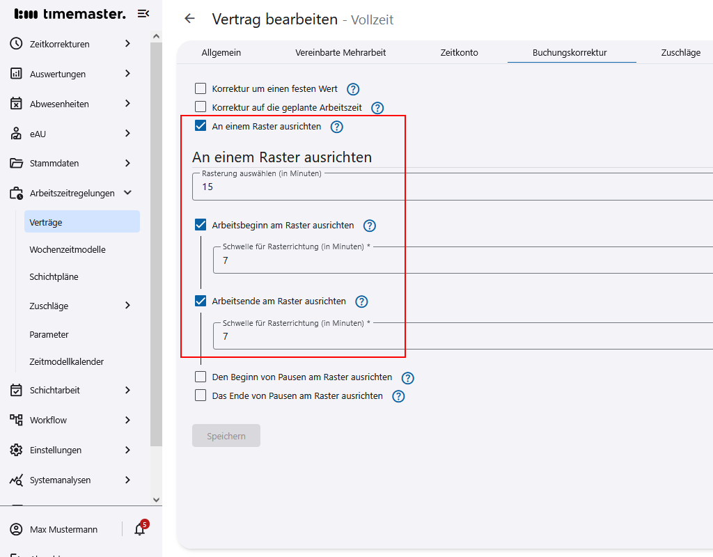 15-Minuten Rasterung mit 7-Minuten Schwellwert