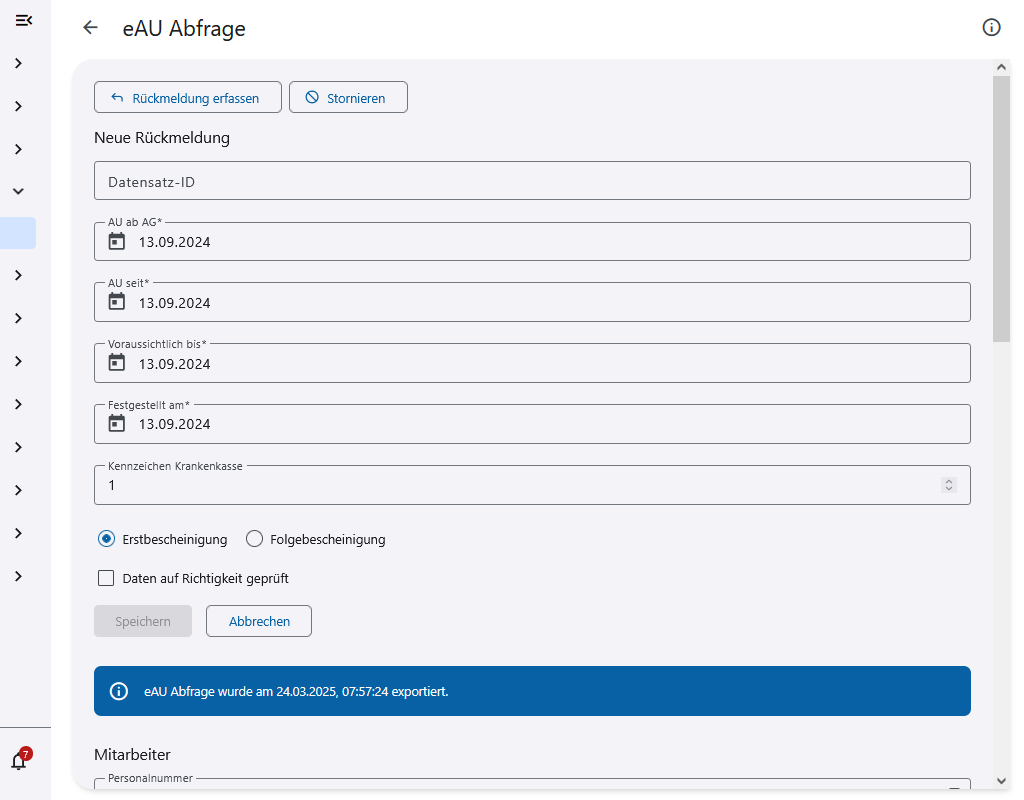 Erfassen einer Rückmeldung