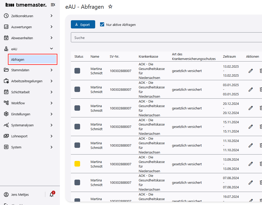 Übersicht der eAU-Abfragen